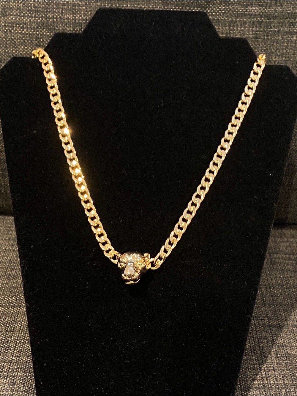 Gold tone Panther Head Chain Necklace 
20 inches NWOT.